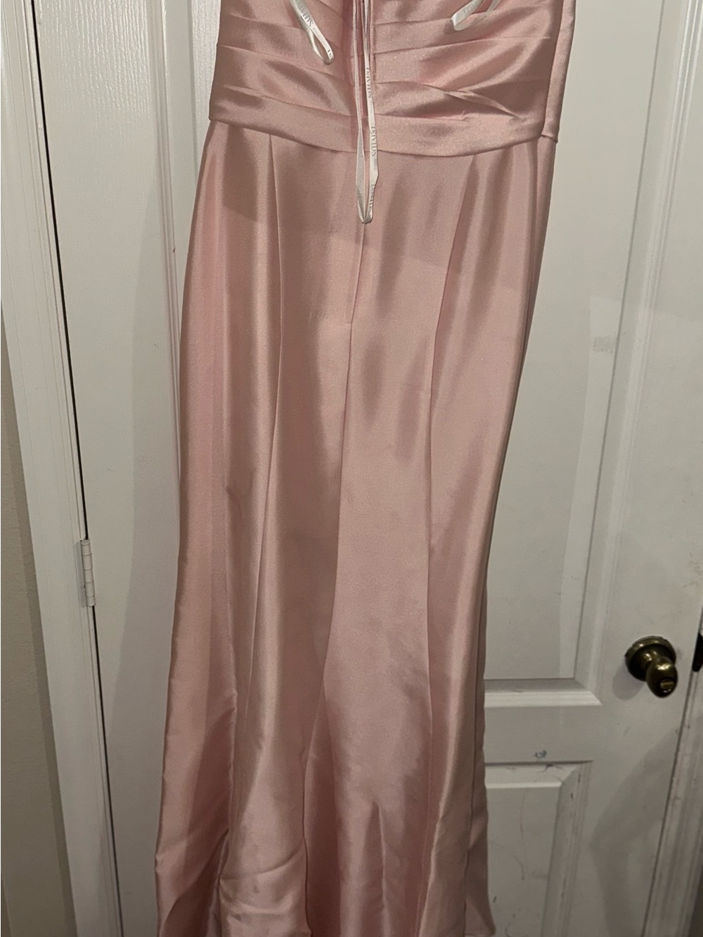 David's Bridal Blush Pink Satin Gown